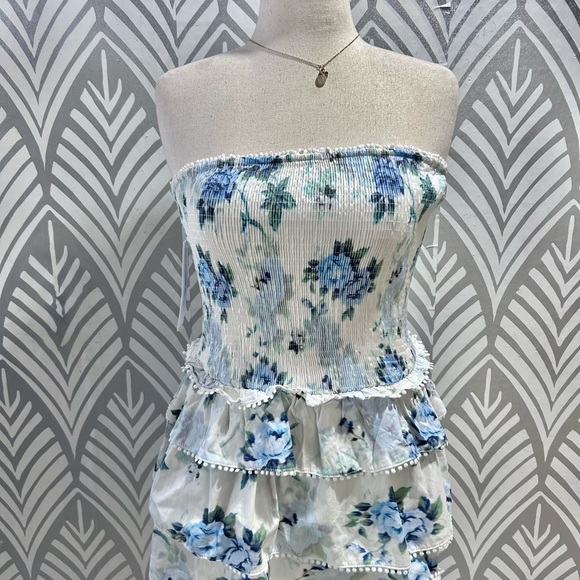 NWOT Princess Polly Blue Floral Strapless Dress - Picture 1 of 8